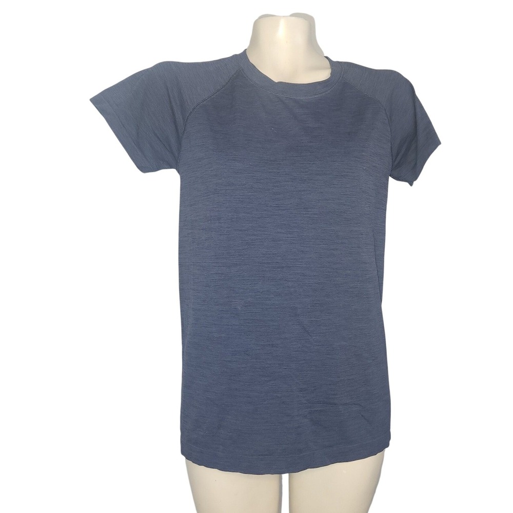 Athleta Momentum Seamless Short Sleeve Top Navy Blue Space Dye XSWorkout
